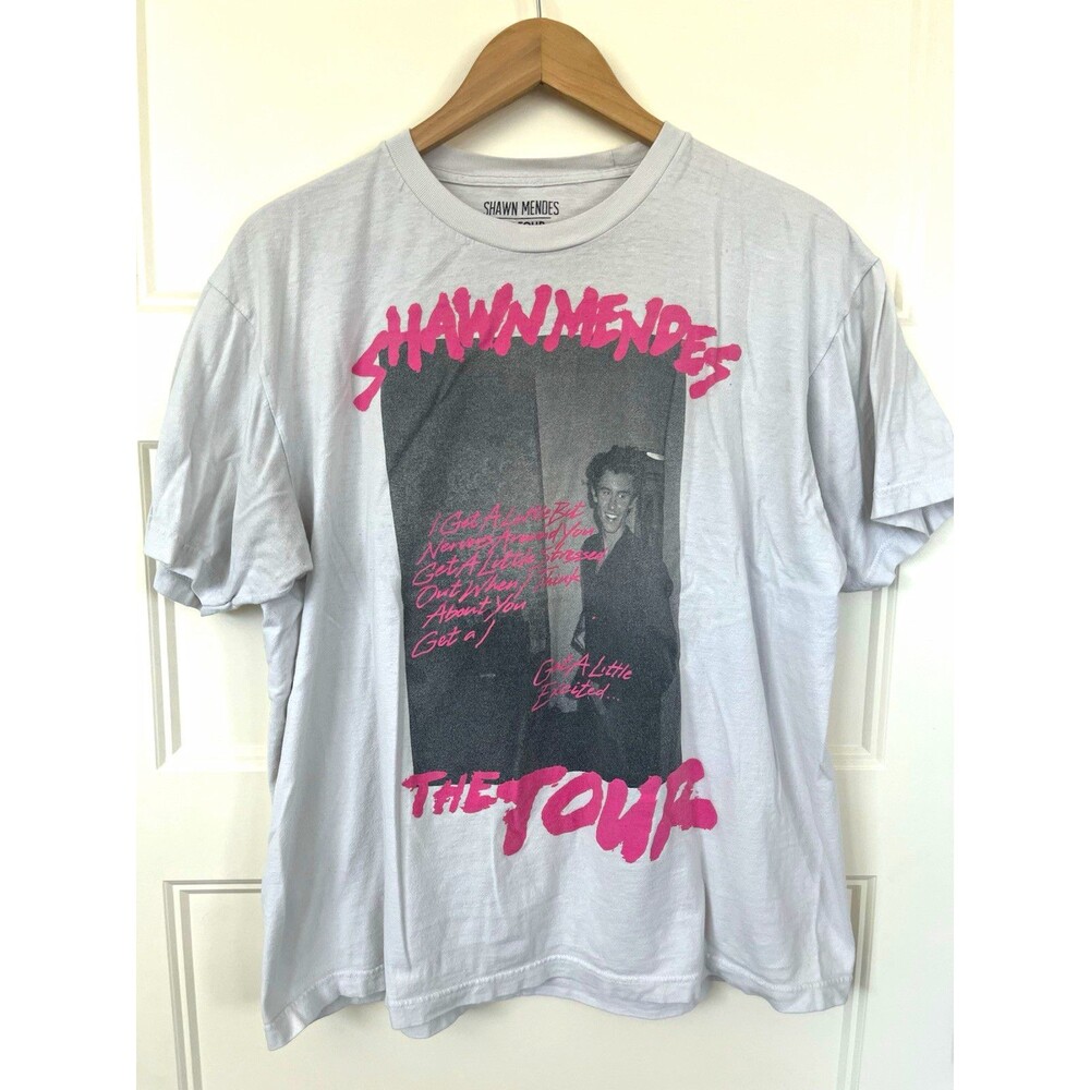Shawn Mendes The Tour 2019 Concert T Shirt White Pink XL International Graphic